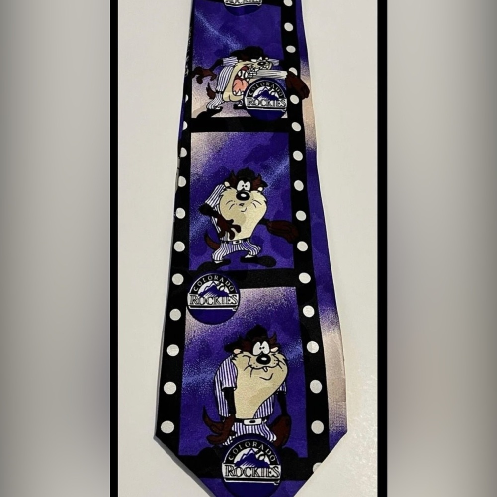TIE Colorado Rockies 1993 Toons Baseball  Tasmanian Devil TAZ MLB Genuine